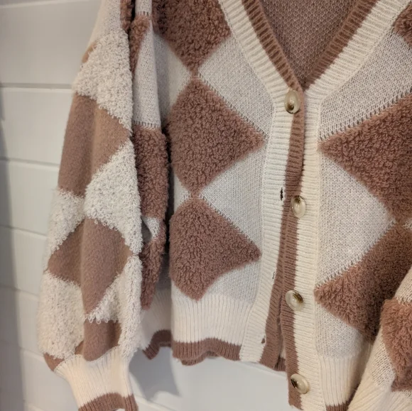 BIBI Argyle cardigan XL Valentine's Day - Picture 3 of 5